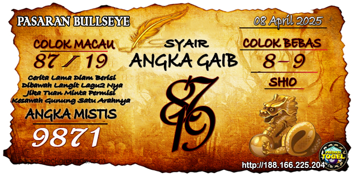 Prediksi Togel Bullseye Selasa 8 April 2025