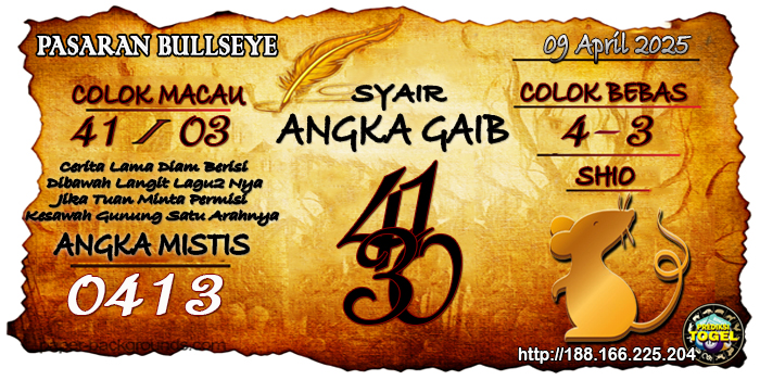 Prediksi Togel Bullseye Rabu 9 April 2025