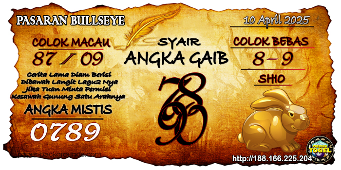 Prediksi Togel Bullseye Kamis 10 April 2025