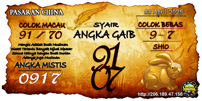 Prediksi Togel China Kamis 3 April 2025