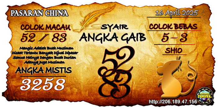 Prediksi Togel China Rabu 16 April 2025