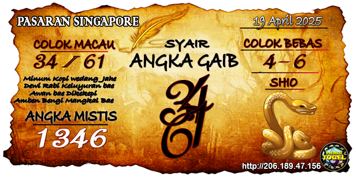 Prediksi Togel Singapore Sabtu 19 April 2025