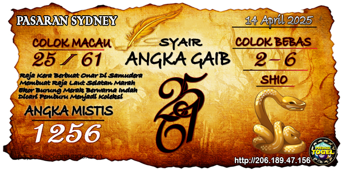 Prediksi Togel Sydney Senin 14 April 2025