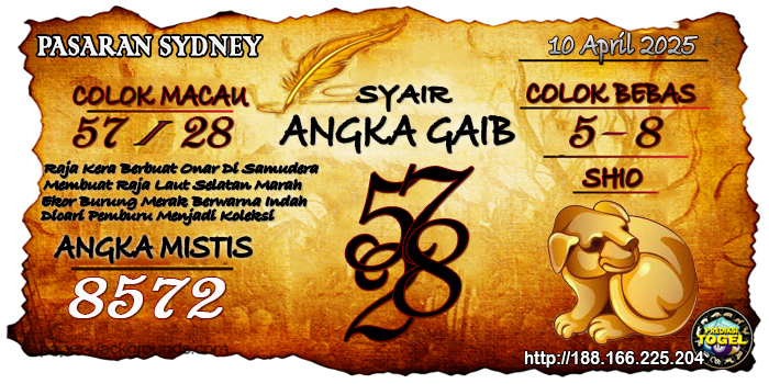 Prediksi Togel Sydney Kamis 10 April 2025