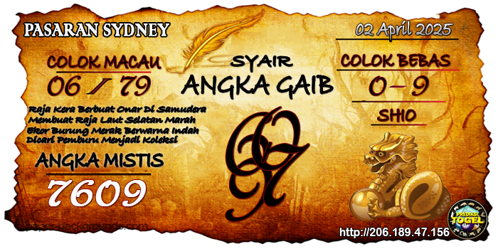 Prediksi Togel Sydney Rabu 2 April 2025