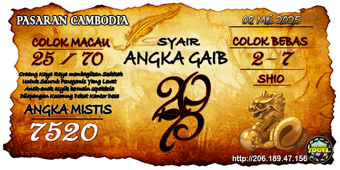 Prediksi Togel Cambodia Kamis 8 Mei 2025