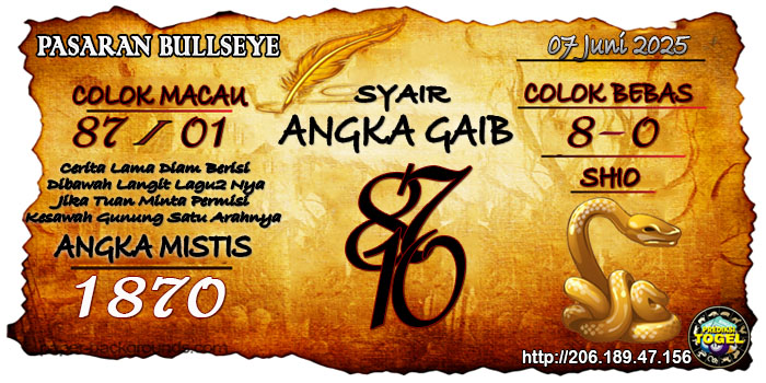 Prediksi Togel Bullseye Sabtu 7 Juni 2025