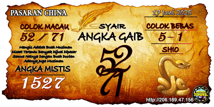 Prediksi Togel China Selasa 17 Juni 2025
