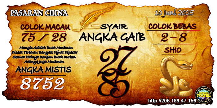 Prediksi Togel China Selasa 10 Juni 2025
