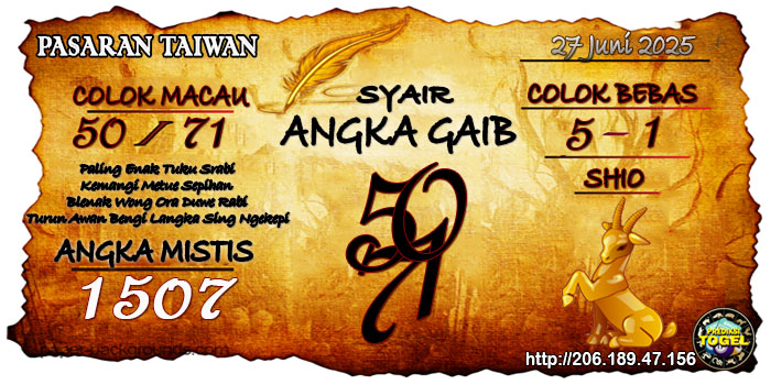 Prediksi Togel Taiwan Jumat 27 Juni 2025