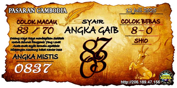 Prediksi Togel Cambodia Sabtu 12 Juli 2025