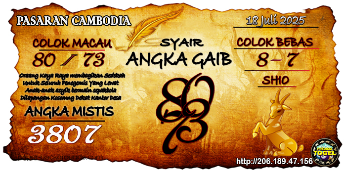 Prediksi Togel Cambodia Jumat 18 Juli 2025