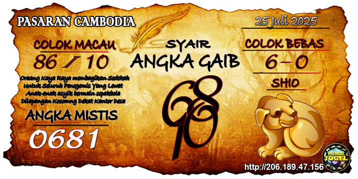 Prediksi Togel Cambodia Jumat 25 Juli 2025