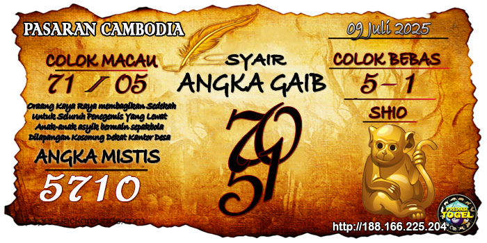 Prediksi Togel Cambodia Rabu 9 Juli 2025