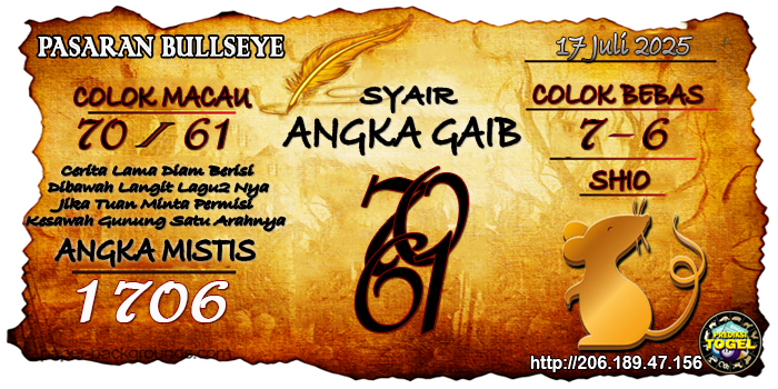 Prediksi Togel Bullseye Kamis 17 Juli 2025