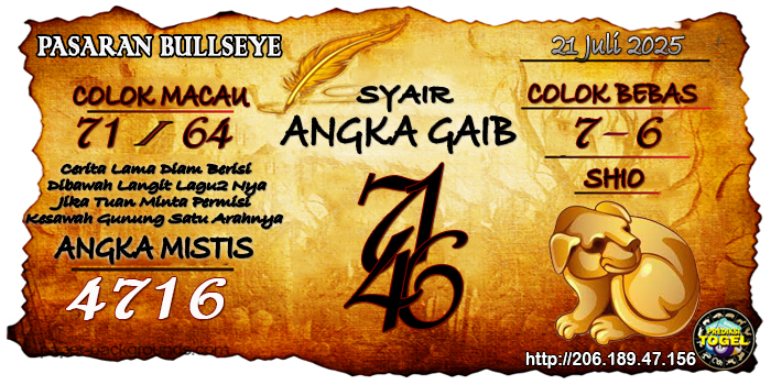 Prediksi Togel Bullseye Senin 21 Juli 2025