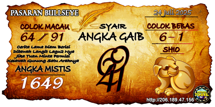 Prediksi Togel Bullseye Kamis 24 Juli 2025