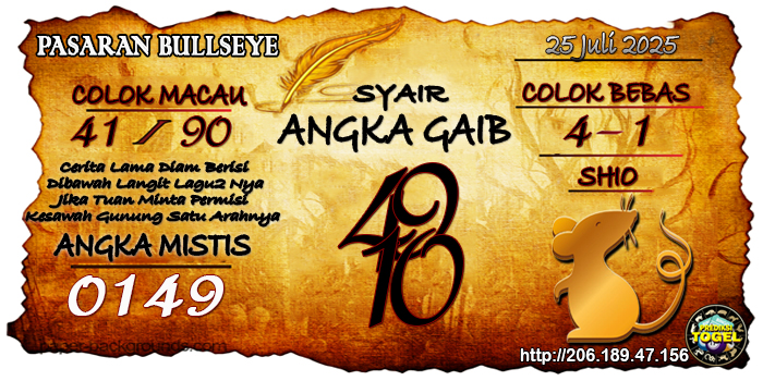 Prediksi Togel Bullseye Jumat 25 Juli 2025