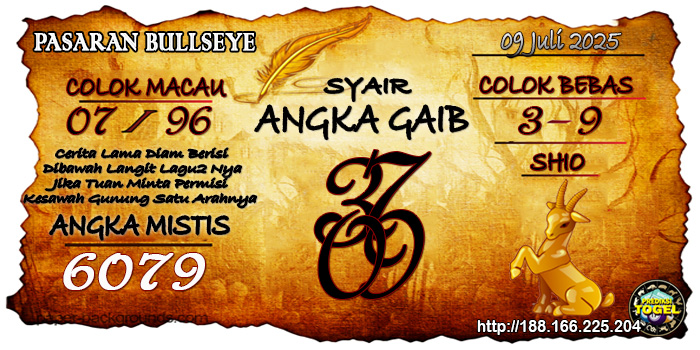 Prediksi Togel Bullseye Rabu 9 Juli 2025