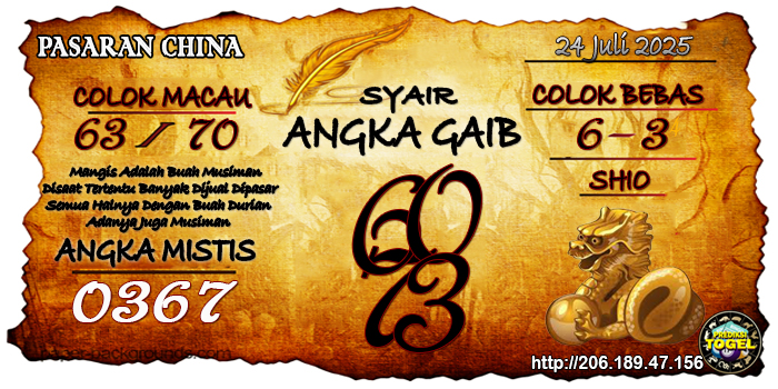 Prediksi Togel China Kamis 24 Juli 2025