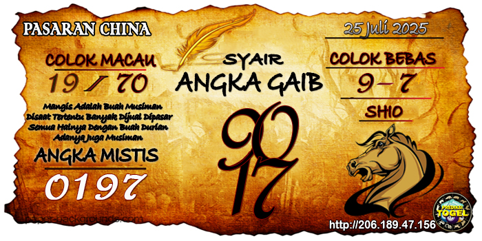 Prediksi Togel China Jumat 25 Juli 2025