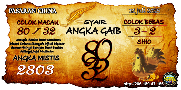 Prediksi Togel China Kamis 31 Juli 2025