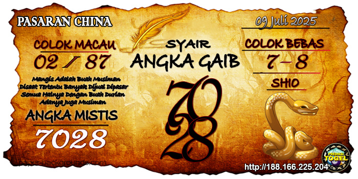 Prediksi Togel China Rabu 9 Juli 2025