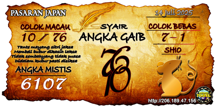 Prediksi Togel Japan Senin 14 Juli 2025
