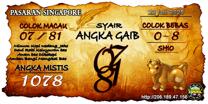 Prediksi Togel Singapore Rabu 23 Juli 2025