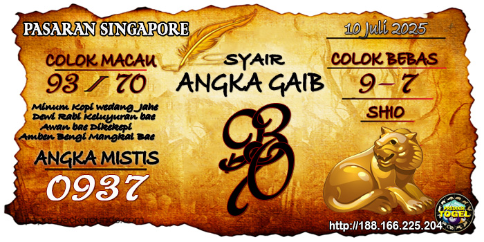 Prediksi Togel Singapore Kamis 10 Juli 2025