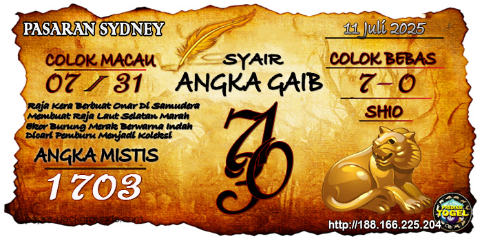 Prediksi Togel Sydney Jumat 11 Juli 2025