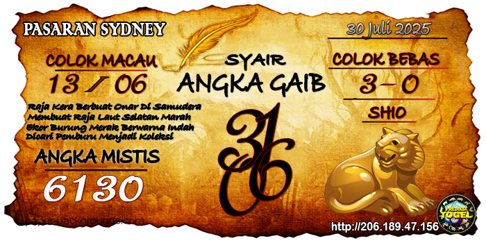 Prediksi Togel Sydney Rabu 30 Juli 2025
