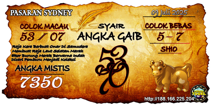 Prediksi Togel Sydney Rabu 9 Juli 2025