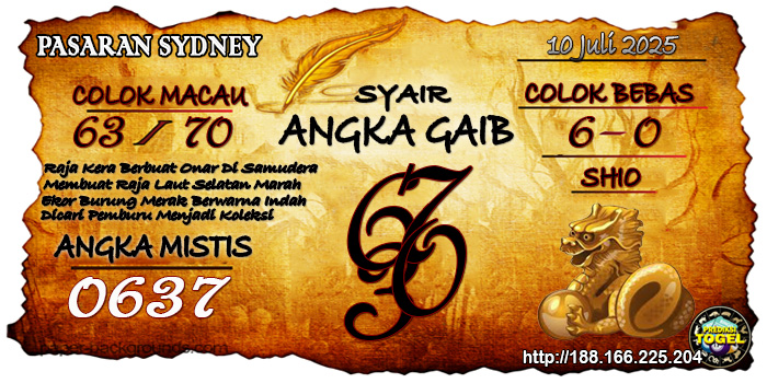 Prediksi Togel Sydney Kamis 10 Juli 2025
