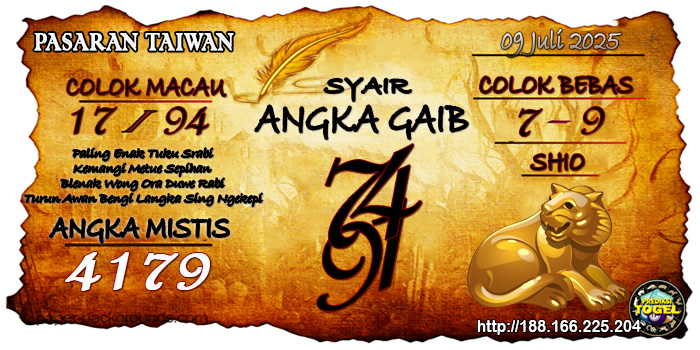 Prediksi Togel Taiwan Rabu 9 Juli 2025