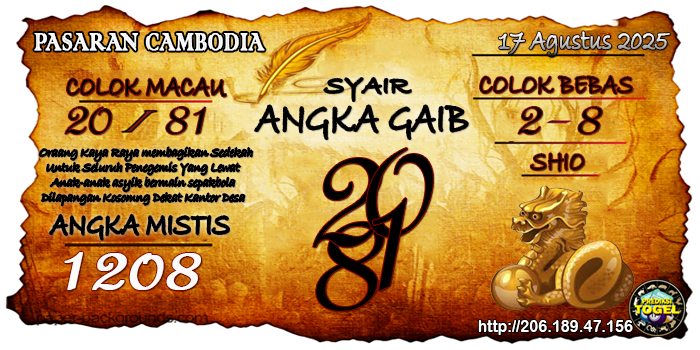 Prediksi Togel Cambodia Minggu 17 Agustus 2025