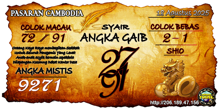 Prediksi Togel Cambodia Senin 18 Agustus 2025
