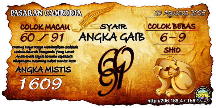 Prediksi Togel Cambodia Rabu 20 Agustus 2025