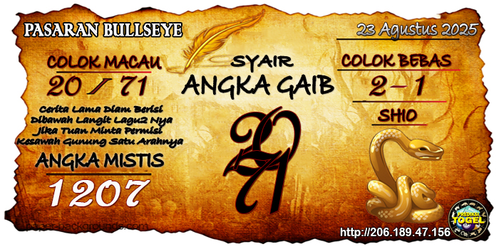 Prediksi Togel Bullseye Sabtu 23 Agustus 2025