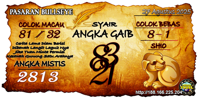 Prediksi Togel Bullseye Rabu 27 Agustus 2025
