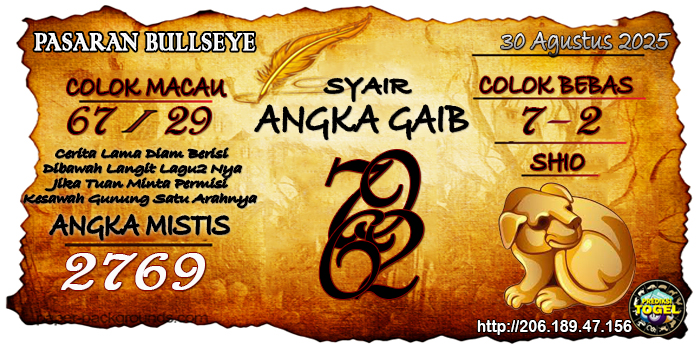 Prediksi Togel Bullseye Sabtu 30 Agustus 2025