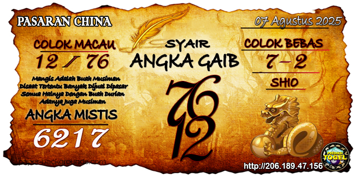 Prediksi Togel China Kamis 7 Agustus 2025