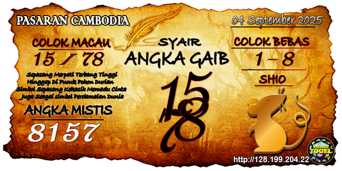 Prediksi Togel Cambodia Kamis 4 September 2025