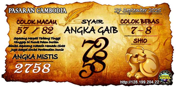 Prediksi Togel Cambodia Sabtu 27 September 2025