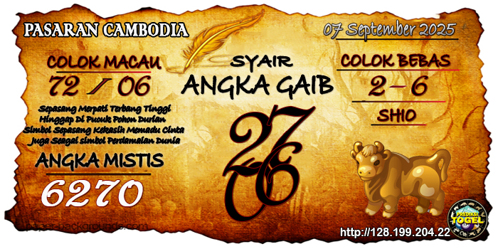 Prediksi Togel Cambodia Minggu 7 September 2025