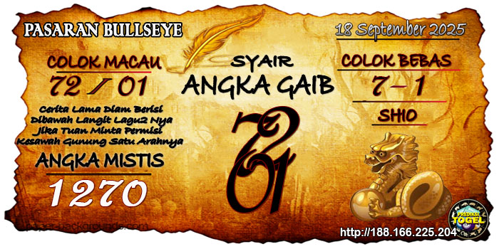 Prediksi Togel Bullseye Kamis 18 September 2025