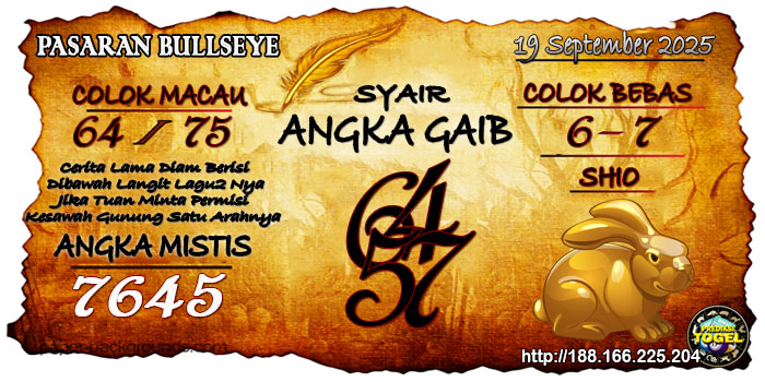 Prediksi Togel Bullseye Jumat 19 September 2025