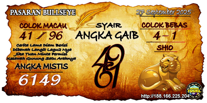  Prediksi Togel Bullseye Sabtu 27 September 2025