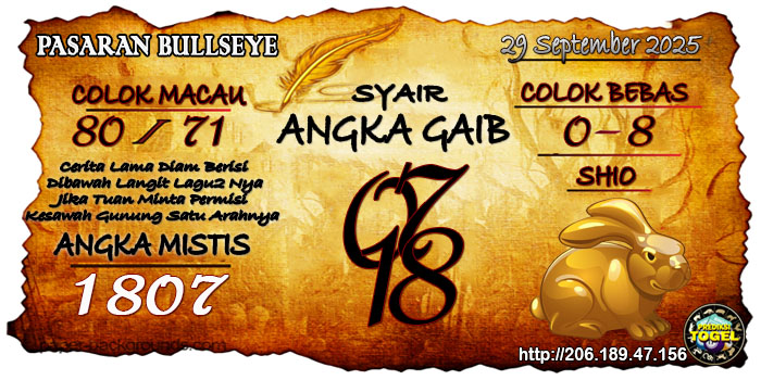 Prediksi Togel Bullseye Senin 29 September 2025
