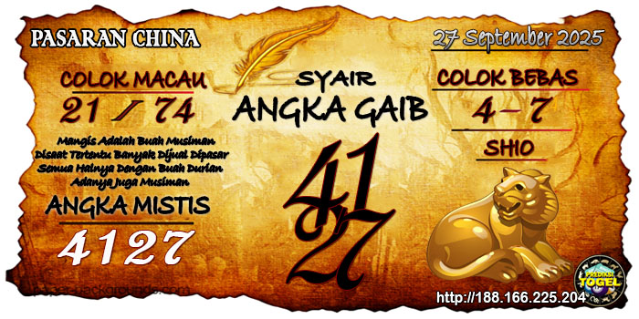 Prediksi Togel China Sabtu 27 September 2025